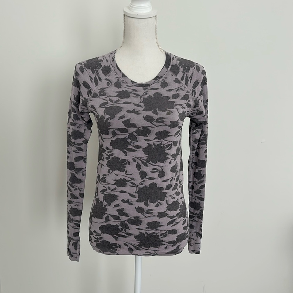 Athleta Pink and Gray Looking Sleeve Workout Top